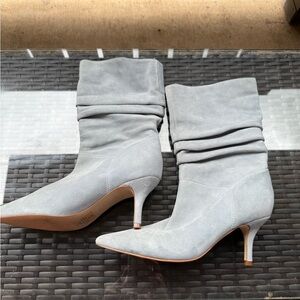 Elegant Light Blue Suede Boots